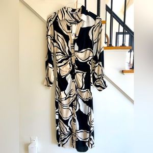 ZARA black/tan midi print dress, NWT, Size XS